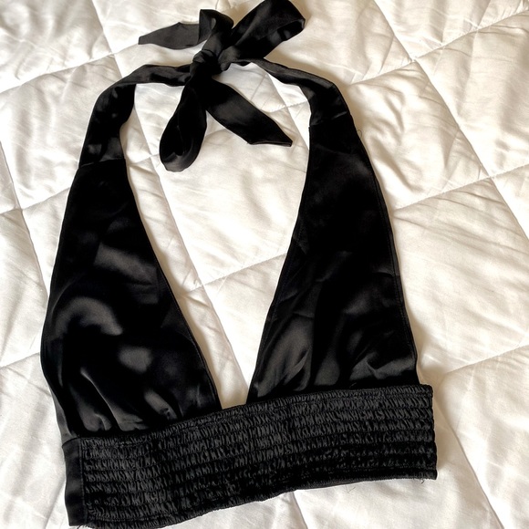 Satin Plunge Halter Tank - Picture 3 of 5